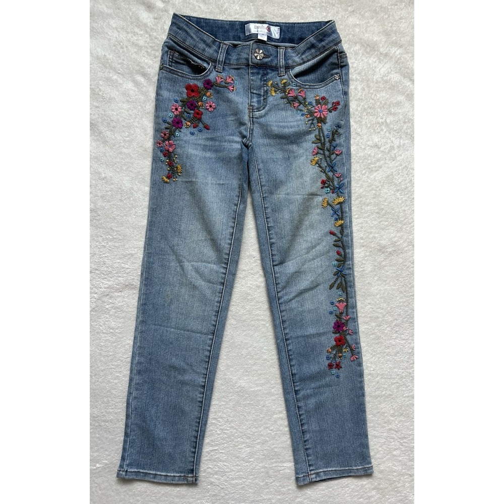 Annie For Target Girls Floral Embroidered Jeans Sz 10 Boho Y2K Denim